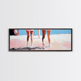 Walking On Sand, Beach Art, Summer Aesthetic, Coastal Canvas Print, Living Room Wall Art, Minimalist Art, Pastel Home Decor