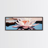 Water Lily, Reflection, Framed Canvas Print, Botanical Wall Art, Spa Decor, Minimalist Aesthetic, Calm and Serene, Bedroom Wall Art