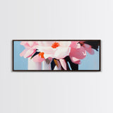 Pink Peonies, romantic floral wall art, modern botanical print, feminine home decor, shabby chic style, framed canvas print, bedroom art