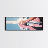 Pink Shores, Modern Landscape, Water Reflection, Soft Tones, Canvas Print, Minimalist Art, Hallway Decor, Tranquil Lake Scene