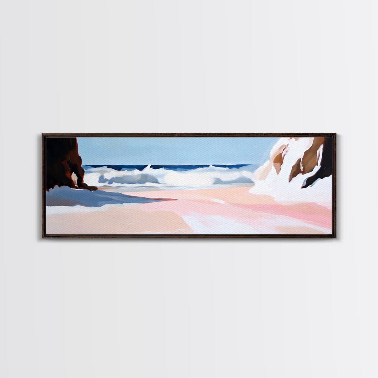 Ocean Waves, Coastal Escape, Tranquil Beach Scene, Framed Canvas Print, Serene Wall Art, Nautical Living Room Decor, Modern Seascape
