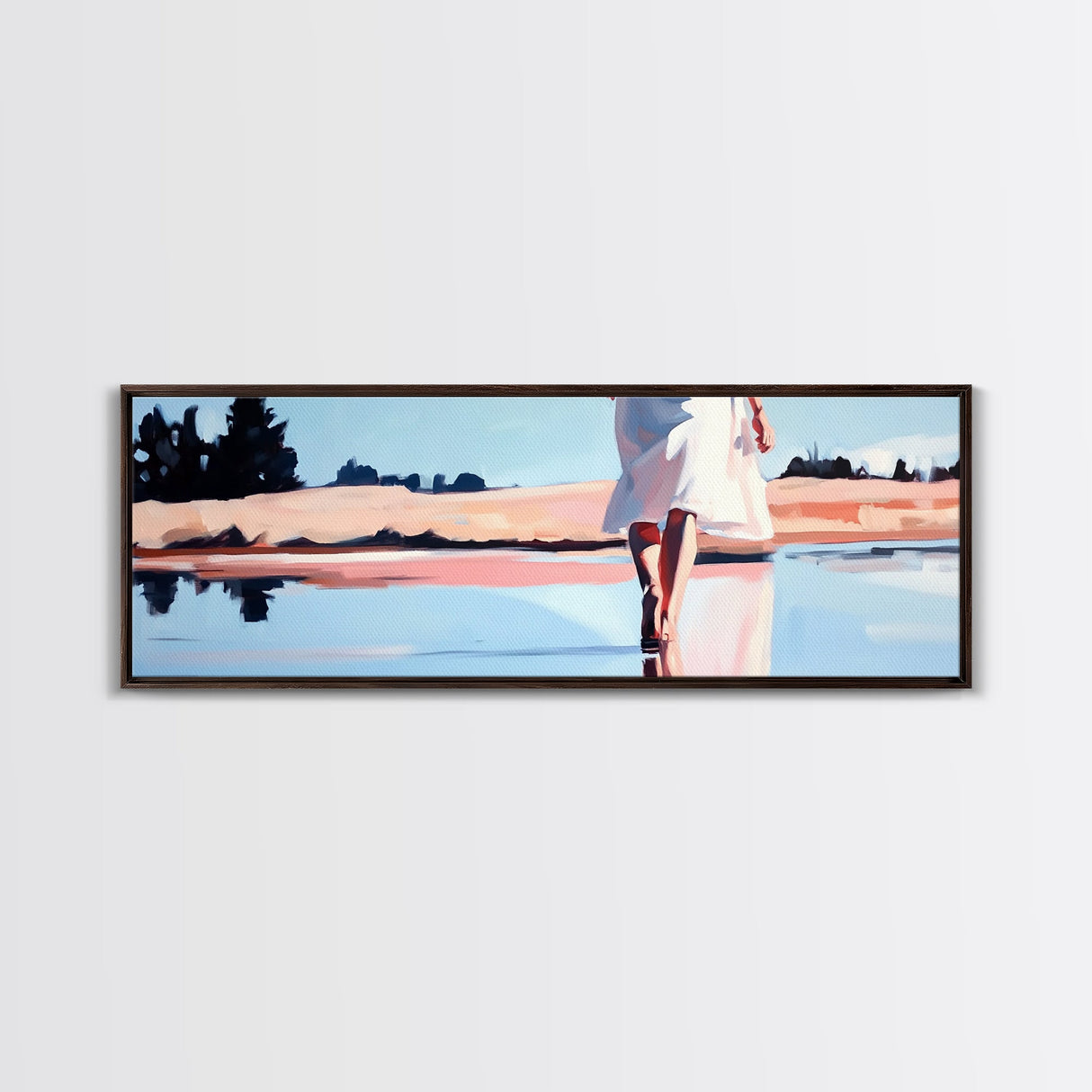 Ocean Walk, Barefoot Beach, Serene Waves, Coastal Canvas Print, Bedroom Wall Art, Minimalist Art, Relaxing Seascape Aesthetic