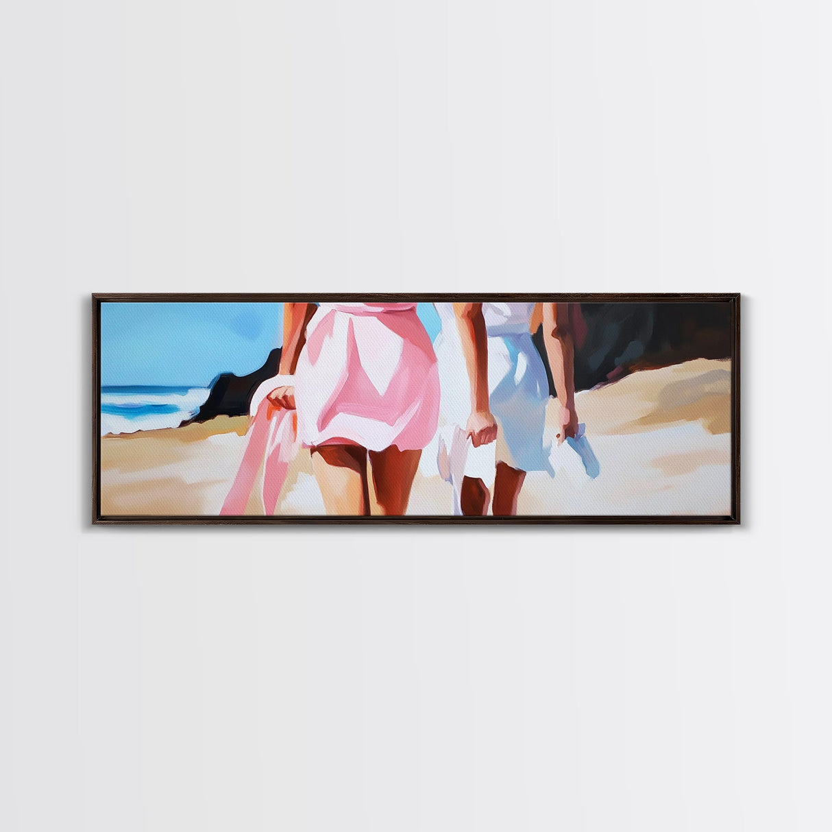Women, Beach, Friendship, Canvas Print, Feminine Wall Art, Coastal Aesthetic, Summer Decor, Minimalist Art, Bedroom or Living Room Decor
