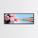 Pink Peony Art, Floral Abstract Painting, Feminine Wall Decor, Elegant Framed Canvas Print, Modern Minimalist Home, Soft Botanical Design