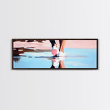 Water Walk, Reflection Art, Modern Coastal, Canvas Print, Beach Aesthetic Wall Art, Minimalist Water Painting, Soft Pastel Seaside Art