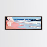 Ocean Waves, Beachscape Art, Coastal Serenity, Tranquil Seaside Scene, Framed Canvas Print, Relaxing Bedroom Wall Decor