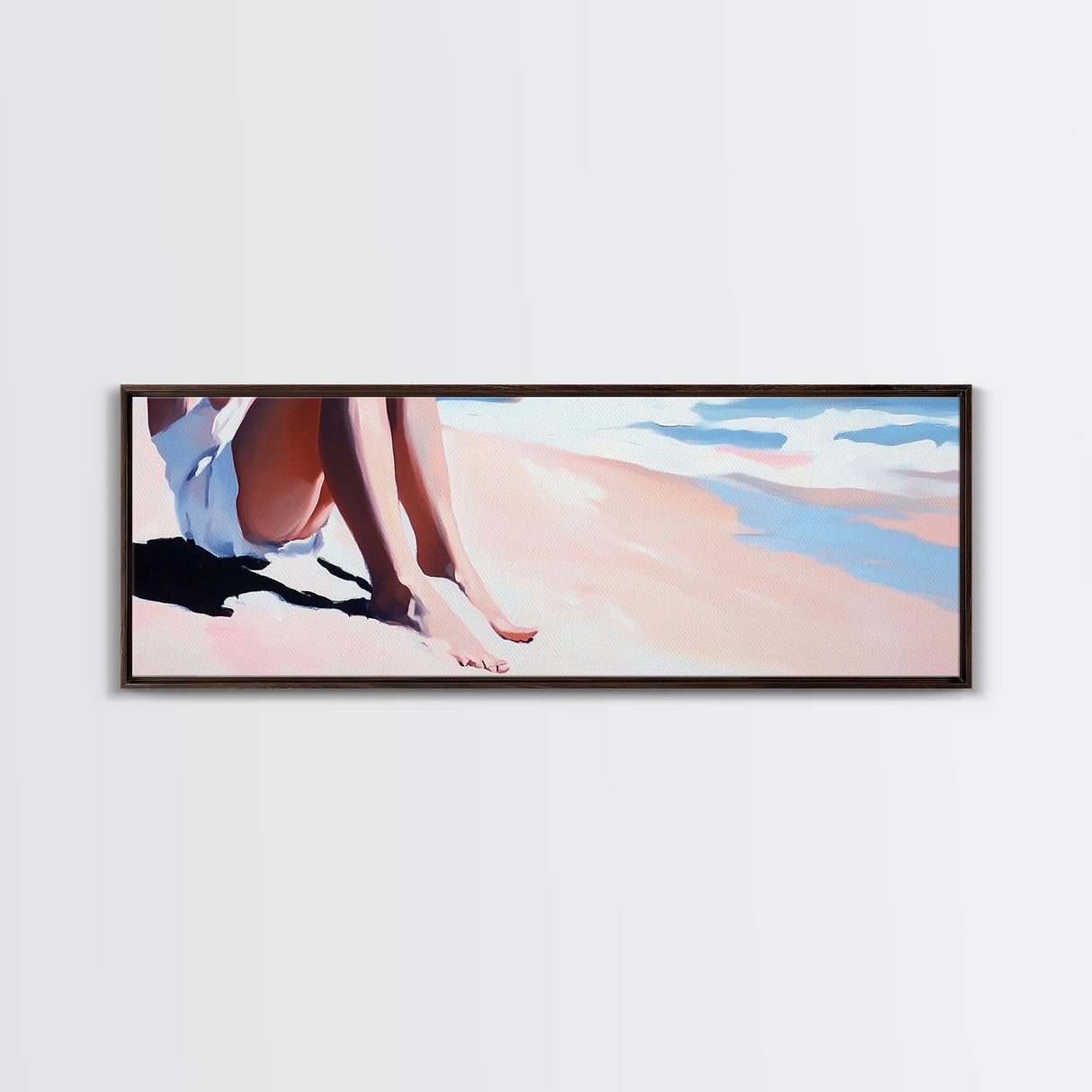 Seaside Relaxation, Beach Painting, Minimalist Ocean Art, Pastel Coastal Decor, Nautical Wall Print, Bedroom Wall Art, Canvas Print