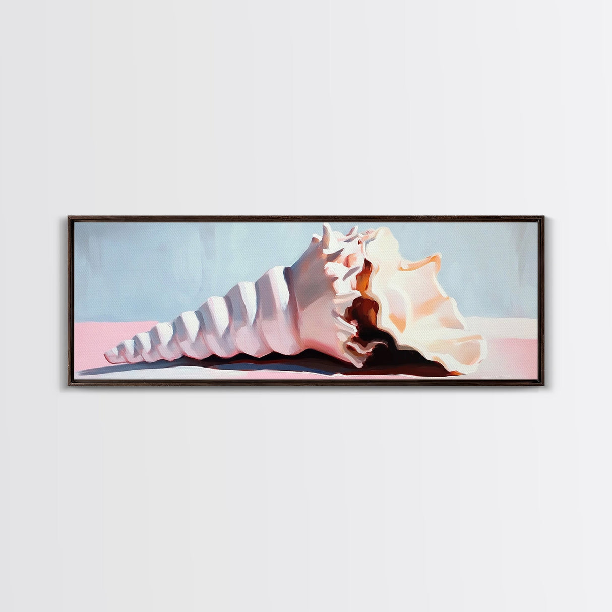 Seashell, Coastal Decor, Ocean Art, Beach House Aesthetic, Nautical Wall Art, Framed Canvas Print, Bathroom Wall Art, Sea Shell Painting
