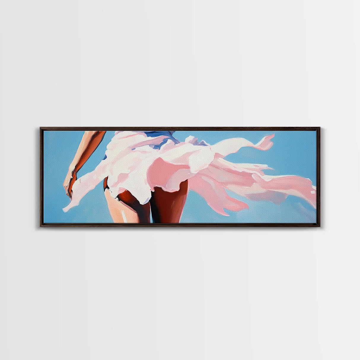 Flowing Dress, Windy Beach, Feminine Wall Art, Soft Pink Aesthetic, Summer Vibes, Framed Canvas Print, Living Room Art, Coastal Elegance
