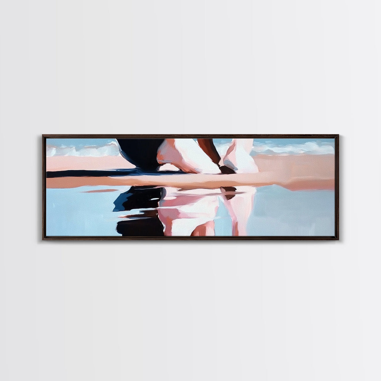 Sunset Reflection, Beach Art, Ocean Painting, Framed Canvas Print, Coastal Wall Art, Living Room Decor, Modern Minimalist Home Style