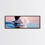 Ocean Waves, Sunset Beauty, Tranquil Seascape, Beach House, Framed Canvas Print, Coastal Art, Living Room Decor, Summer Vibes