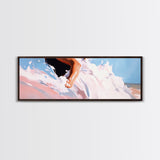 Abstract Ocean Waves, Coastal Wall Art, Beach Aesthetic, Pastel Seascape, Large Canvas Print, Minimalist Art, Living Room Decor