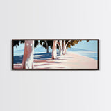 Tree Lined Path, Coastal Art, Scenic Landscape, Framed Canvas Print, Office Wall Art, Minimalist Nature Decor, Modern Impressionism