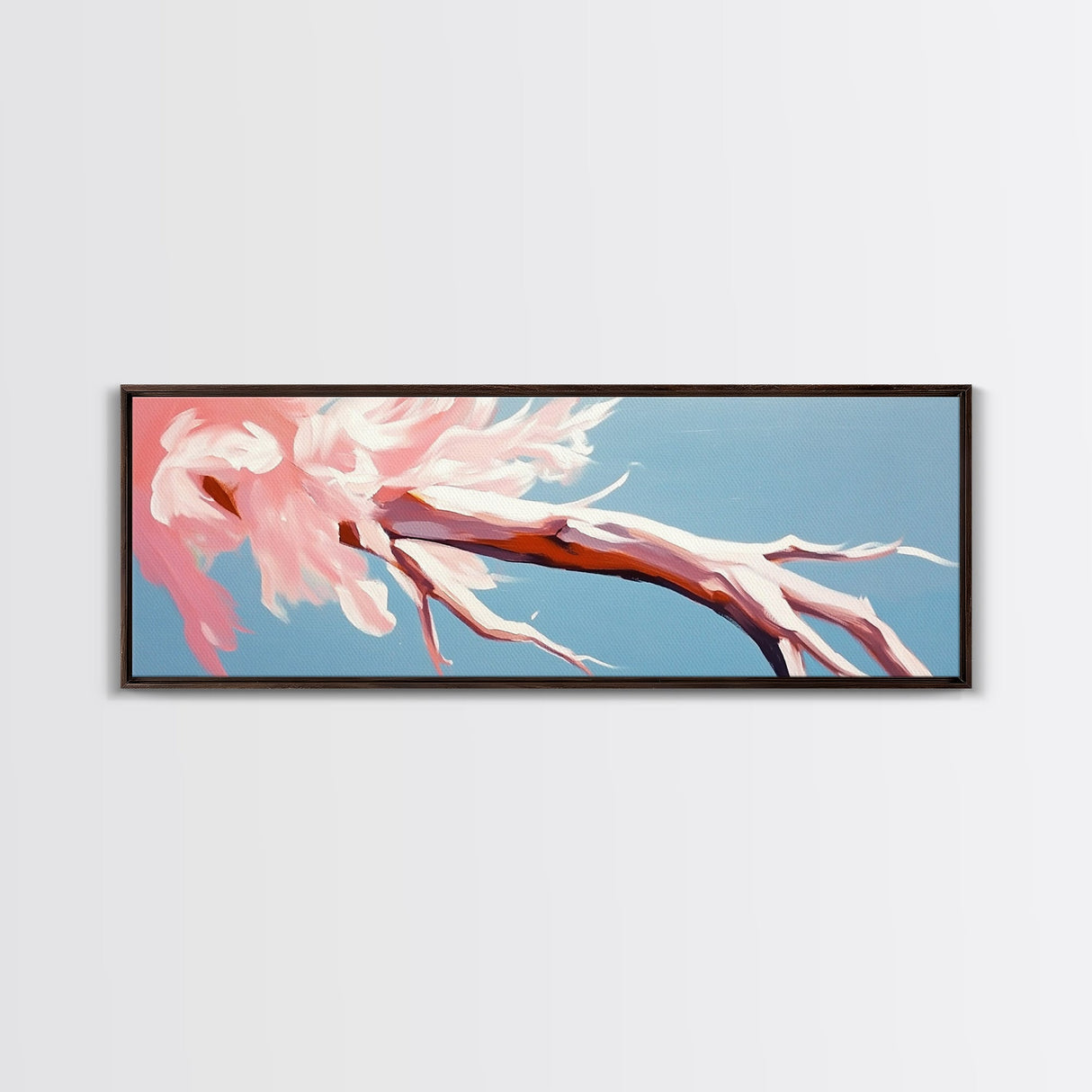 Blossoming Driftwood, Abstract Tree, Whimsical Nature, Framed Canvas Print, Bedroom Wall Art, Soft Pastel Decor, Contemporary Artwork