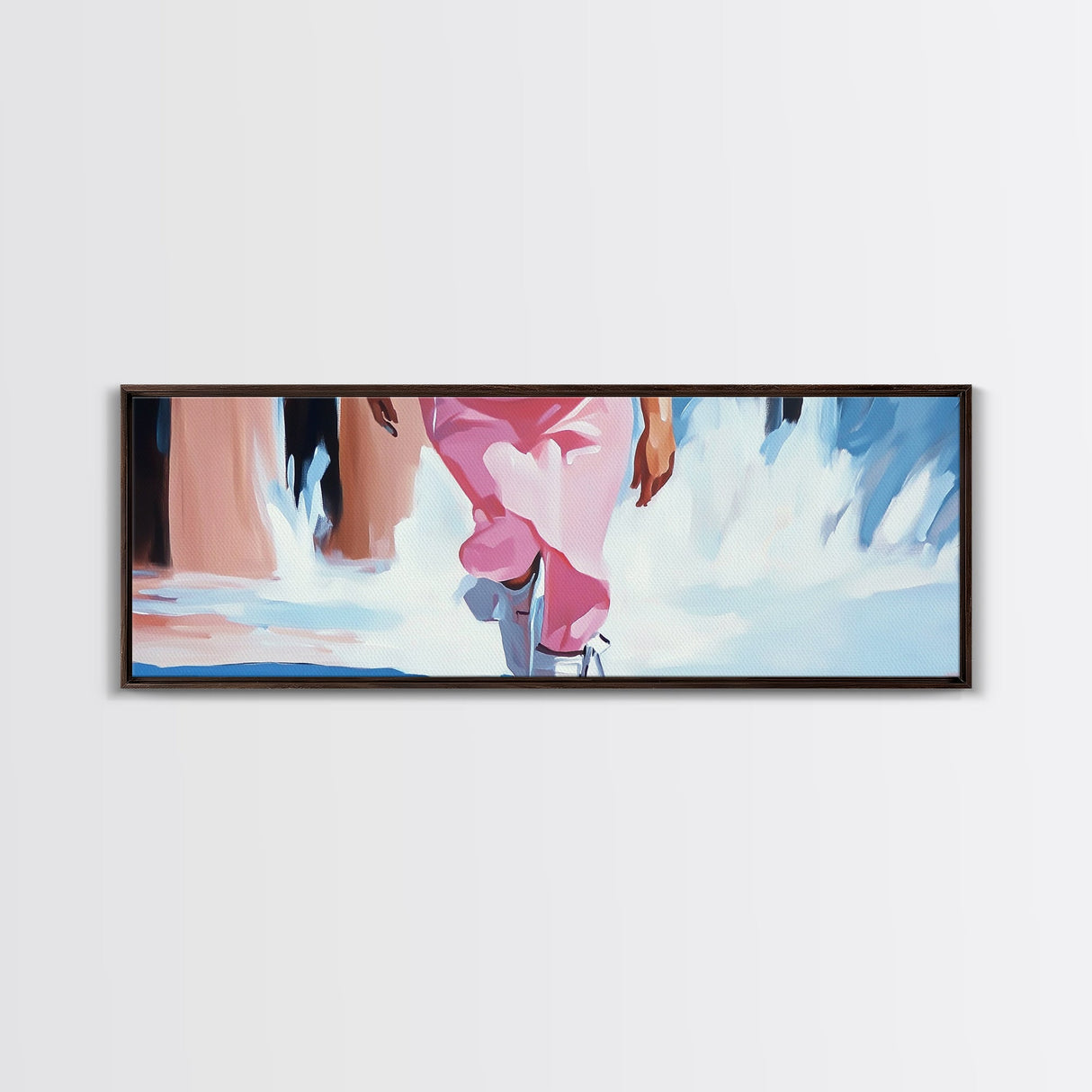 Beach Walk, Coastal Wall Art, Seascape Painting, Soft Pastel Home Decor, Minimalist Beach Aesthetic, Framed Canvas Print, Ocean Art