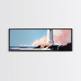 Lighthouse, Coastal Wall Art, Nautical Decor, Ocean View, Framed Canvas Print, Beach House Art, Minimalist Art, Bedroom Wall Art