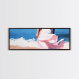 Ocean Breeze, Woman on Beach, Coastal Aesthetic, Framed Canvas Print, Minimalist Art, Boho Wall Decor, Bedroom Wall Artwork