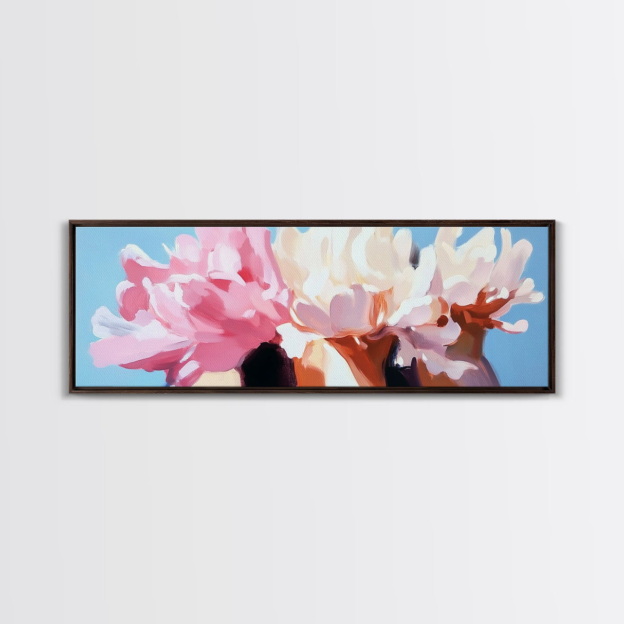 Blooming Peonies, Soft Floral Art, Pastel Wall Decor, Framed Canvas Print, Romantic Aesthetic, Bedroom Wall Art, Feminine Style