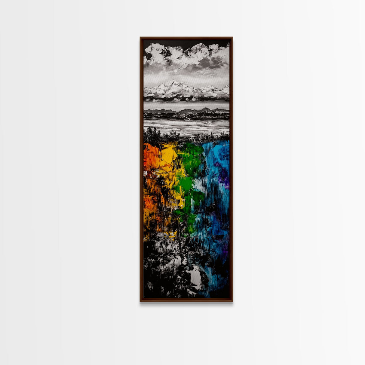 Abstract Mountain, Scenic Landscape, Autumn Colors Art, Canvas Print, Bold Nature Painting, Modern Wall Art, Office Decor