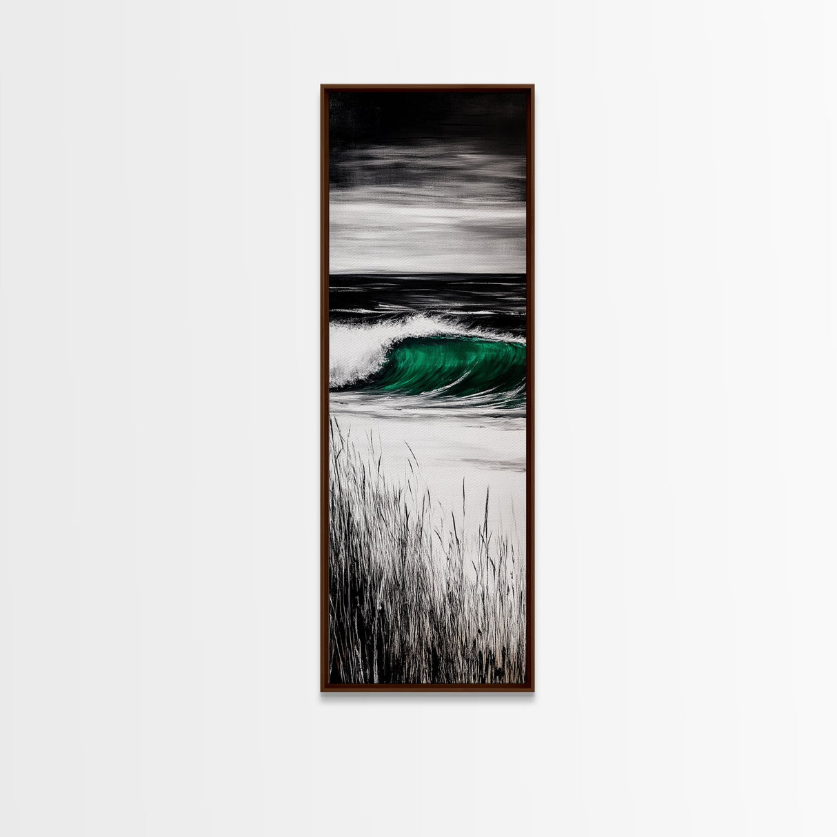 Ocean Wave, Emerald Green, Coastal Art, Framed Canvas Print, Beach House Decor, Nautical Wall Art, Surf Painting, Living Room Art