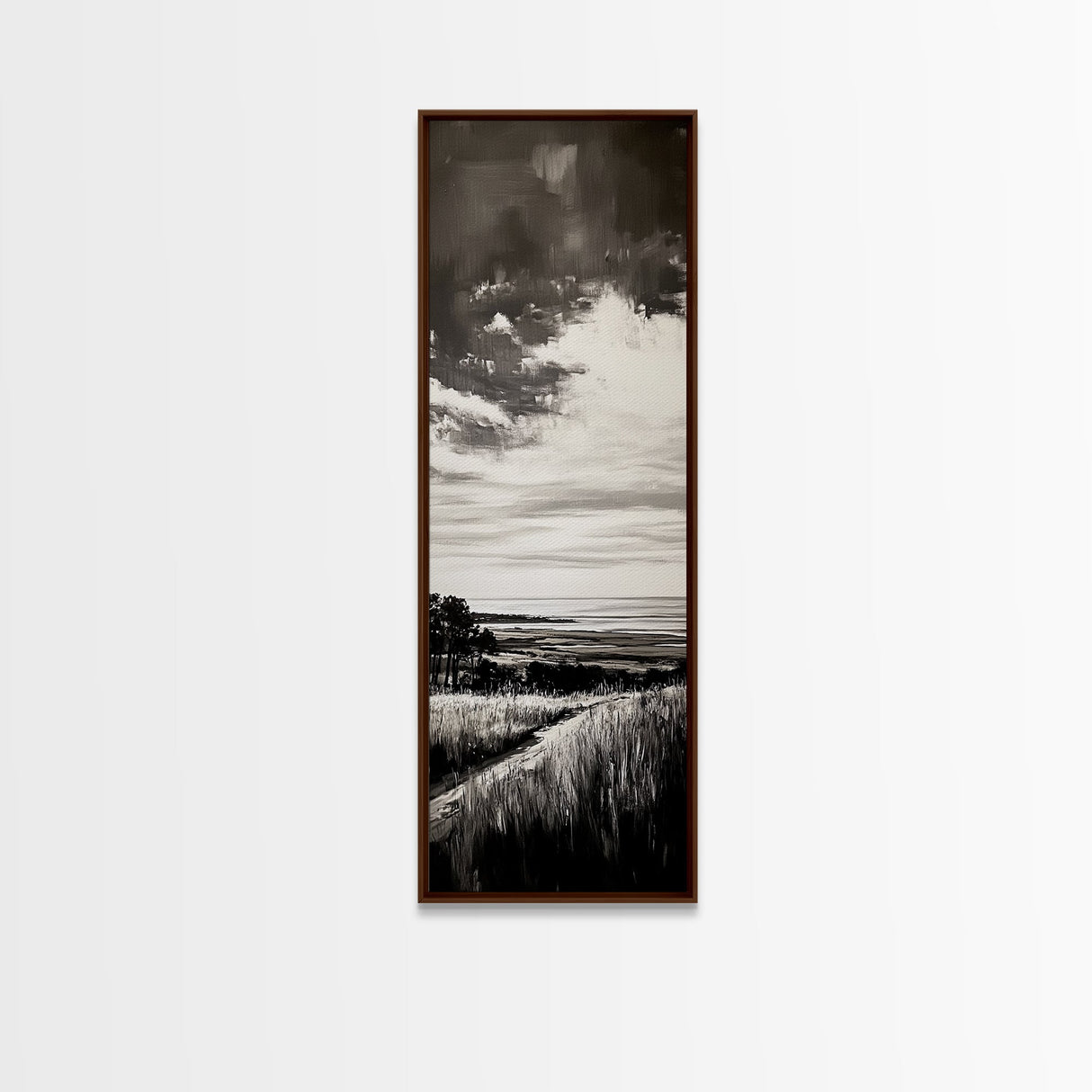 Stormy Horizon, Moody Landscape, Coastal View, Canvas Print, Black and White Art, Minimalist Painting, Modern Wall Decor, Office Art