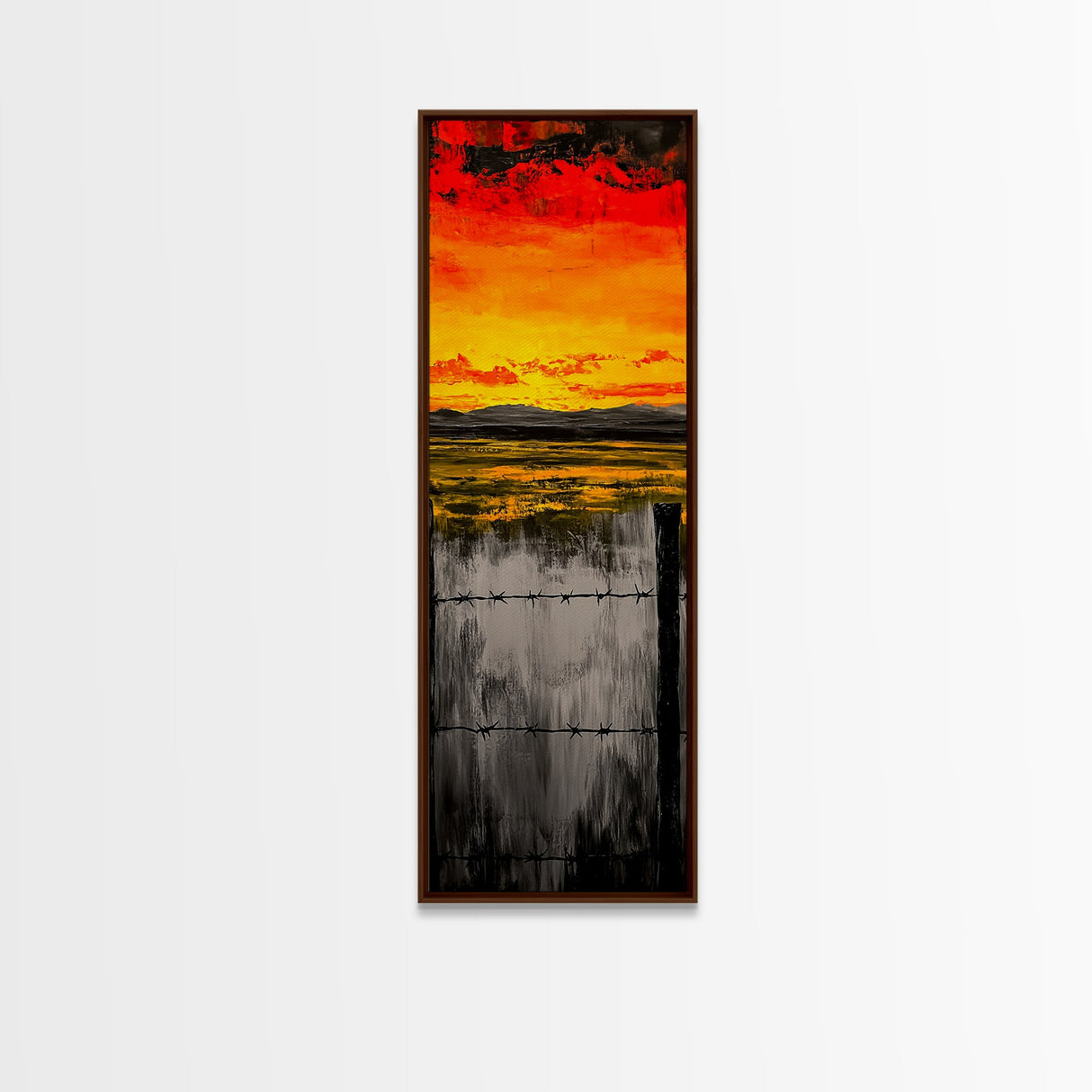 Sunset Fence, Fiery Sky, Bold Colors, Canvas Print, Western Landscape, Rustic Home Decor, Ranch Wall Art, Farmhouse Living Room