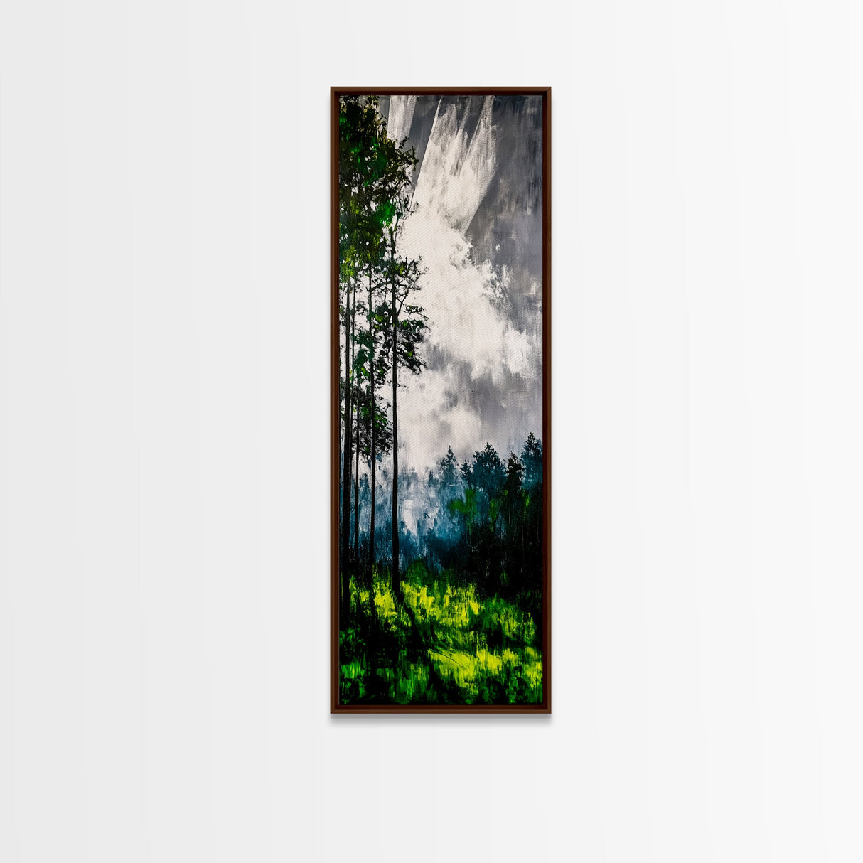 Misty Forest, Green Meadow, Sun Rays, Canvas Print, Nature Wall Art, Modern Landscape, Serene Decor, Living Room Art, Tranquil Home Decor