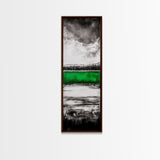 Green Lake, Moody Sky, Reflection, Framed Canvas Print, Minimalist Landscape, Monochrome Art, Office Decor, Nature Inspired Wall Art