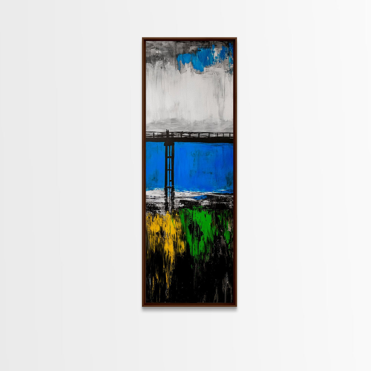 Bridge, Blue Water, Modern Abstract, Canvas Print, Contemporary Art, Urban Landscape, Minimalist Wall Art, Office Decor, Unique Home Art
