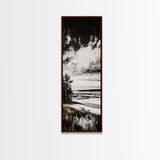 Coastal Serenity, Black White Landscape, Ocean Horizon Art, Minimalist Beach Scene, Modern Home Decor, Framed Canvas Print