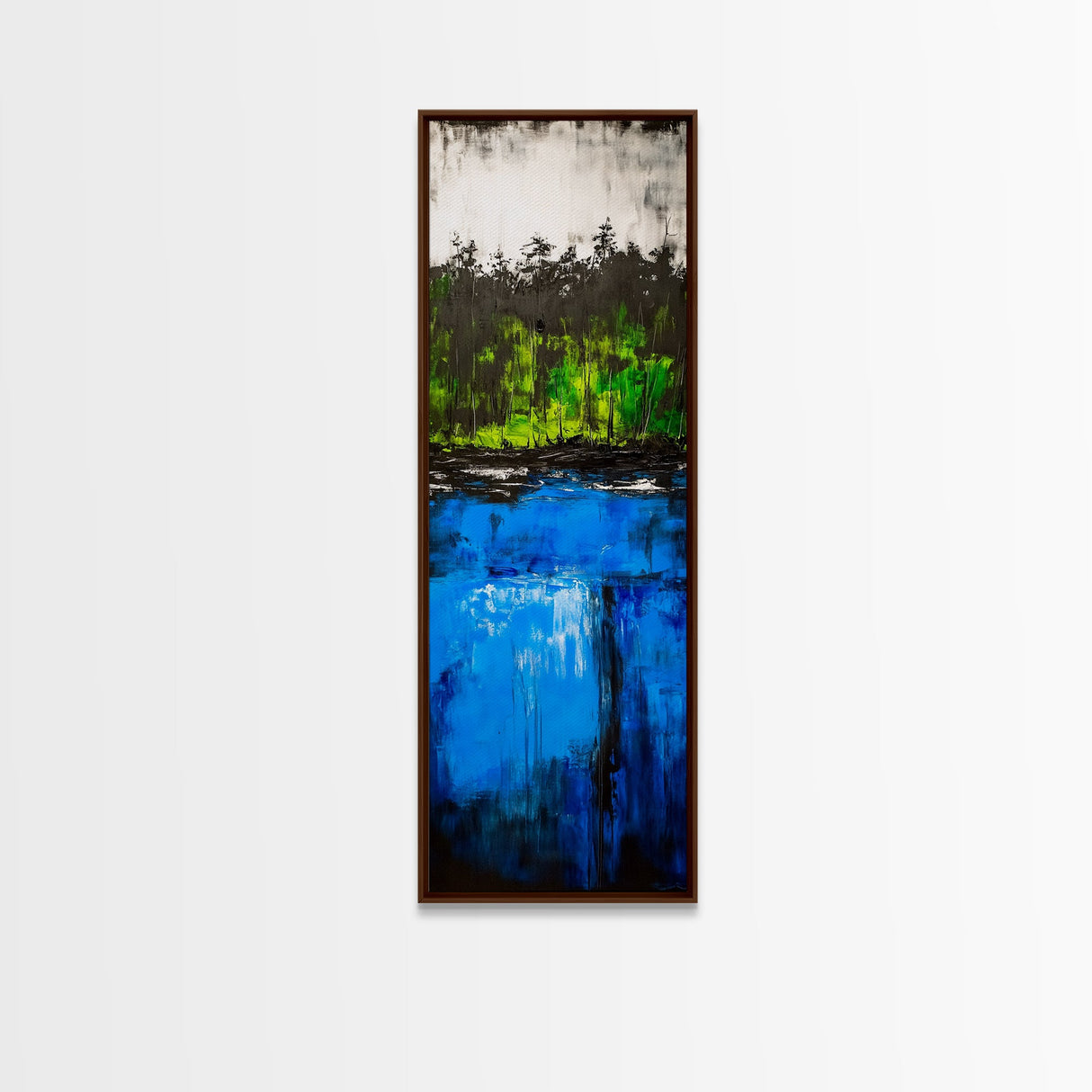 Forest Reflection, Abstract Lake Scene, Blue Green Water Art, Serene Nature Aesthetic, Unique Home Accent, Canvas Print