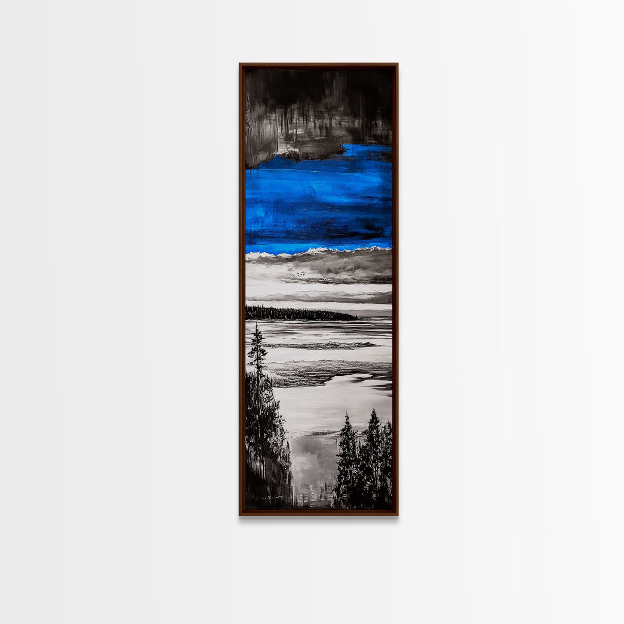Abstract Seascape, Blue Black Wall Art, Coastal Canvas Print, Living Room Artwork, Ocean Decor, Large Modern Art, Contemporary Print