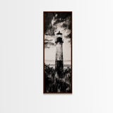 Lighthouse Silhouette, Coastal Wall Art, Nautical Decor, Canvas Print, Black and White Art, Seaside Home Decor, Minimalist Ocean Scene