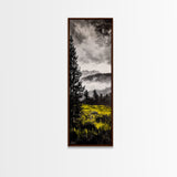 Mountain Mist, Moody Landscape, Foggy Forest Scene, Nature Inspired Art, Framed Canvas Print, Adventure Decor, Living Room Wall Art