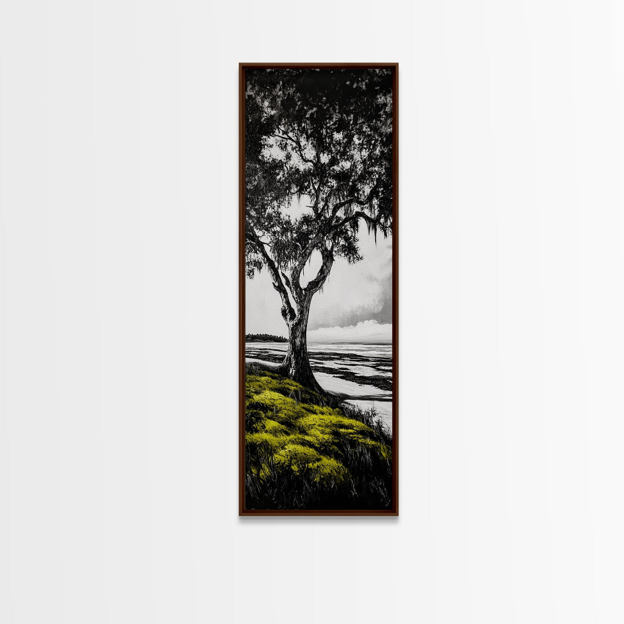 Oak Tree, Marshland Art, Canvas Print, Black and White Tree Art, Nature Wall Decor, Rustic Home Decor, Farmhouse Art, Living Room Wall Art