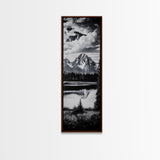 Teton Mountains, Framed Canvas Print, National Park Art, Rustic Cabin Decor, Wilderness Landscape, Black and White Art, Office Decor