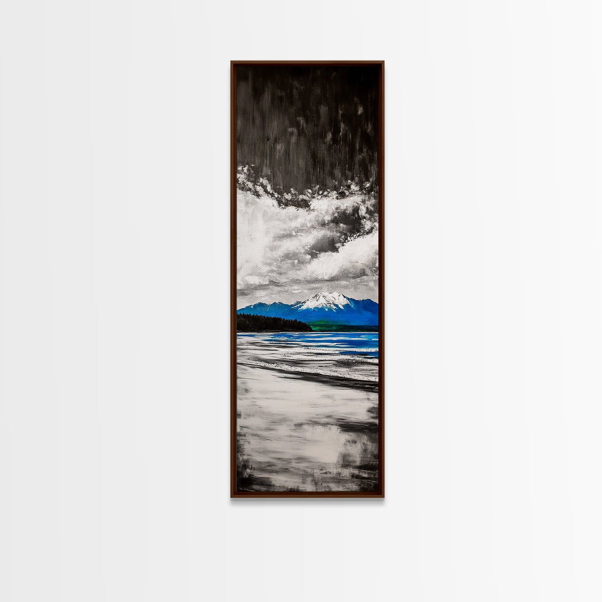 Mountain Lake, Blue Water, Canvas Print, Winter Landscape, Coastal Wall Decor, Rustic Home Art, Minimalist Nature Art, Office Wall Art
