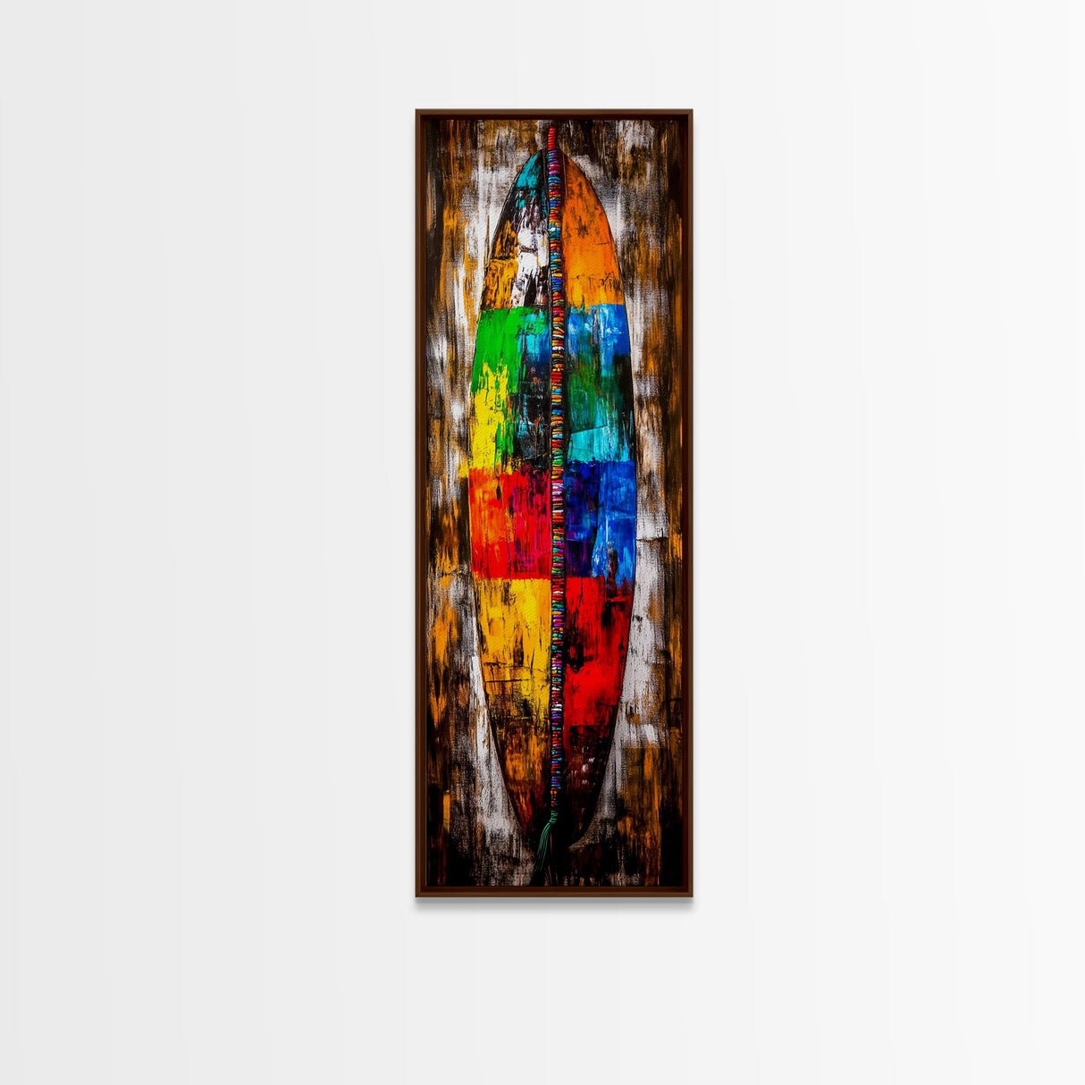 Abstract Surfboard, Vibrant Beach Art, Boho Wall Decor, Coastal Home, Surf Culture, Canvas Print, Living Room, Colorful Statement