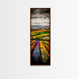 Vibrant Field Landscape, Autumn Farm Painting, Rustic Countryside Decor, Farmhouse Wall Art, Nature Artwork, Framed Canvas Print