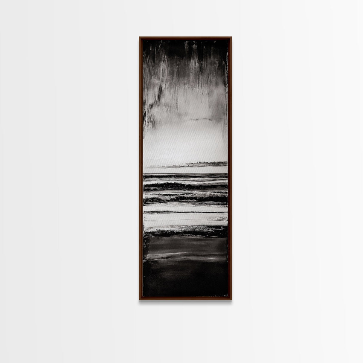 Black and White Seascape, Minimalist Ocean Horizon Art, Coastal Nautical Wall Decor, Modern Beach House Artwork, Framed Canvas Print