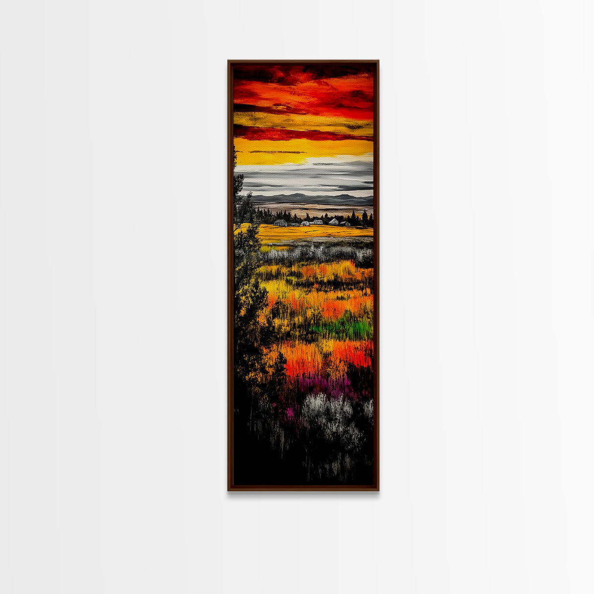Autumn Fields, Sunset Painting, Warm Colors, Rustic Decor, Framed Canvas Print, Farmhouse Wall Art, Nature Inspired, Cozy Home Art