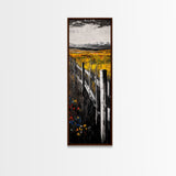 Rustic Fence, Country Landscape, Fall Fields, Farmhouse Wall Decor, Living Room Art, Framed Canvas Print, Nature Home Artwork