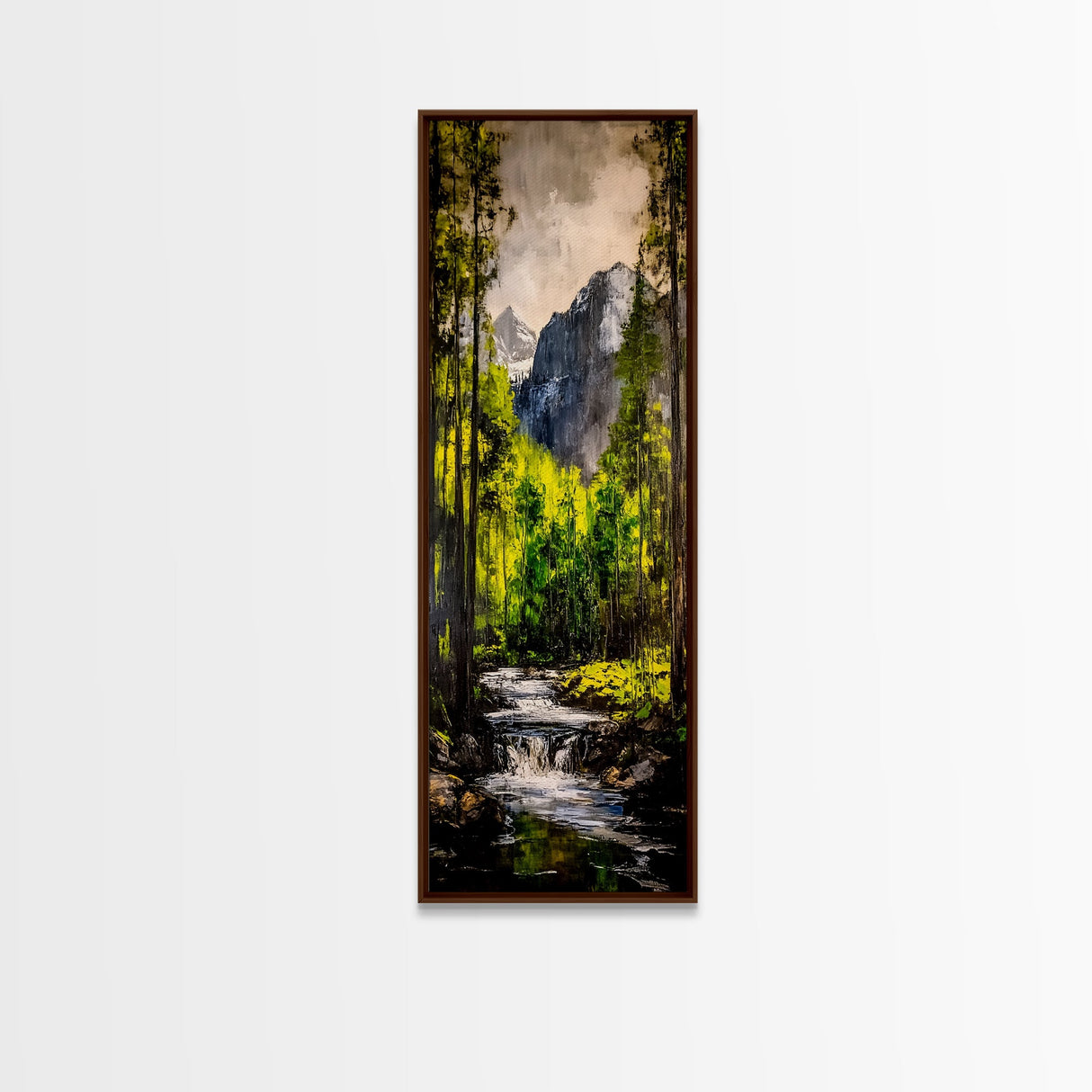 Mountain Escape, Waterfall Art, Forest Landscape, Framed Canvas Print, Nature Wall Art, Rustic Home Decor, Lodge Wall Art