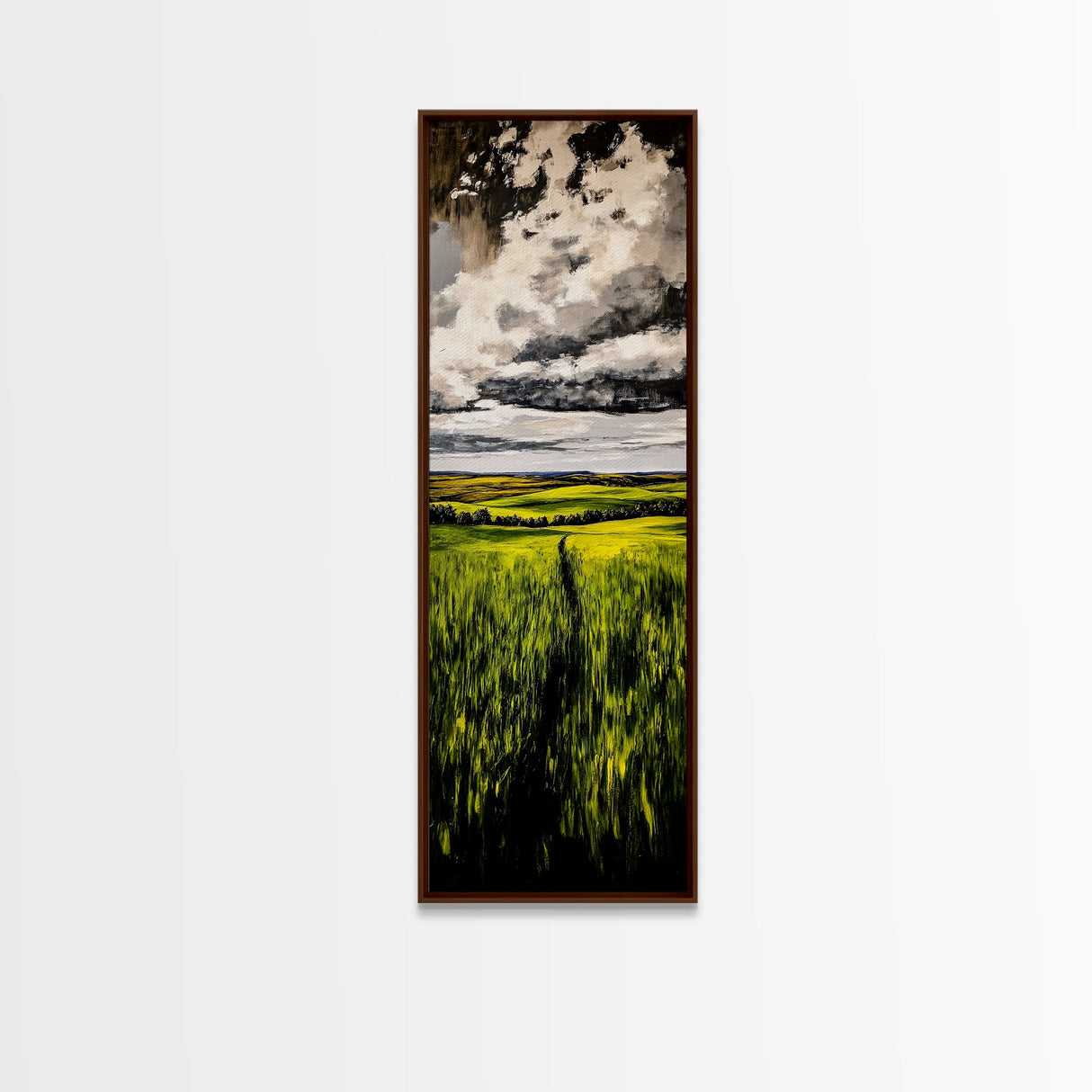 Rolling Fields, Green Landscape Painting, Farmhouse Wall Art, Nature Artwork, Rustic Home Decor, Country Living Room Art, Canvas Print