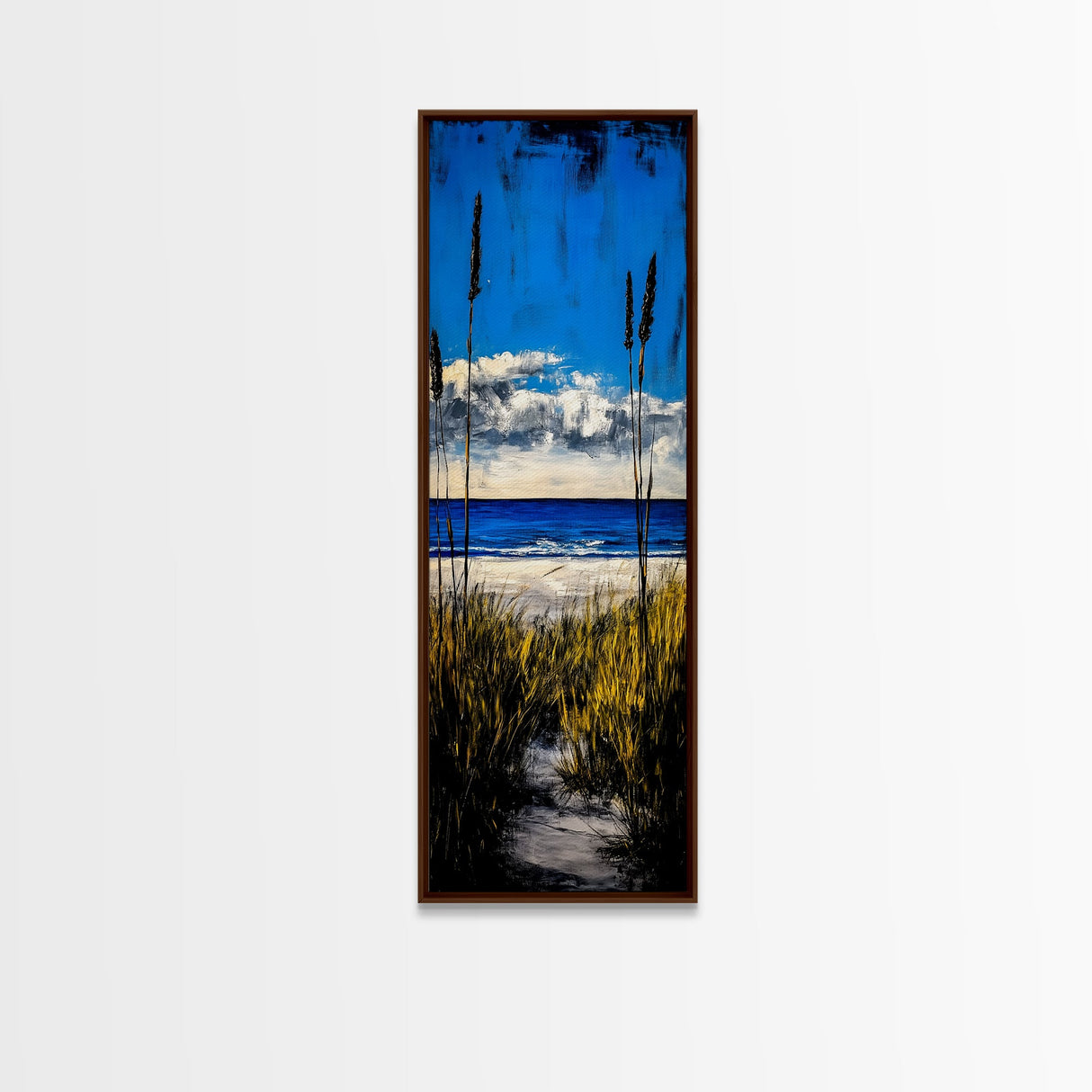 Coastal Dunes, Ocean View, Blue Sky, Framed Canvas Print, Beach Wall Art, Nautical Decor, Living Room Wall Art, Seaside Home Decor
