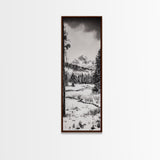 Winter Landscape, Snowy Mountains, Canvas Print, Black and White Photography, Rustic Home Decor, Cozy Cabin Wall Art, Nature Photography