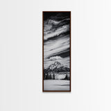 Majestic, Mountain, Black and White, Framed Canvas Print, Sky Photography, Minimalist Wall Art, Home Office Decor, Living Room Artwork