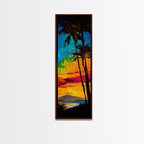Palm Trees, Sunset, Ocean, Canvas Print, Tropical Wall Art, Vibrant Seascape, Beach House Decor, Exotic Landscape Painting