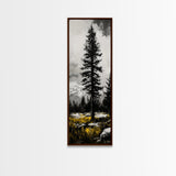 Lone Pine, Mountain View, Black and White, Canvas Print, Nature Wall Art, Rustic Home Decor, Cabin or Lodge Artwork