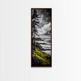 Coastal Cliff, Monochrome Art, Ocean Landscape, Canvas Print, Minimalist Art, Beach House Decor, Black and White Painting, Seaside Art